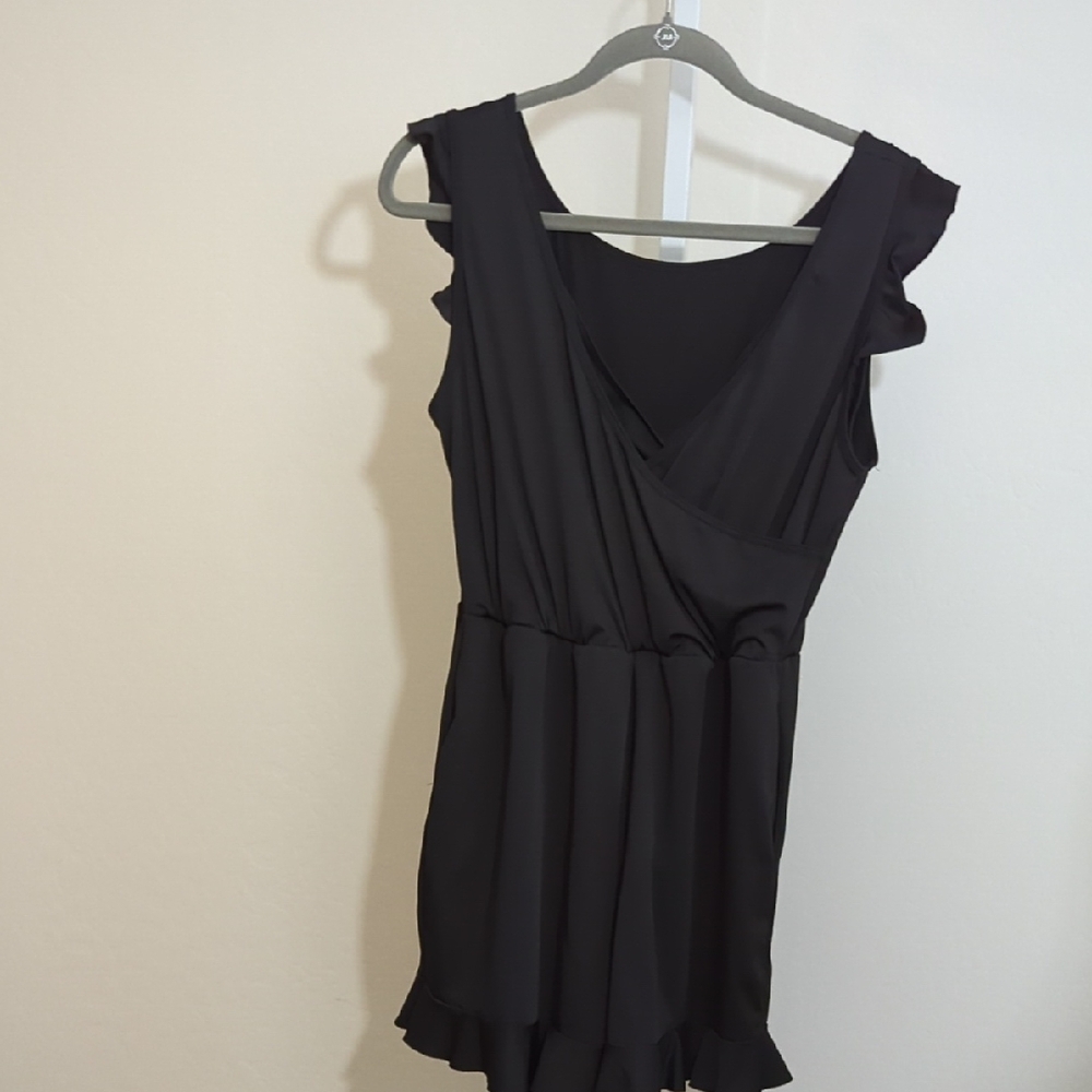 Black One-Piece Romper Swimsuit 3XL